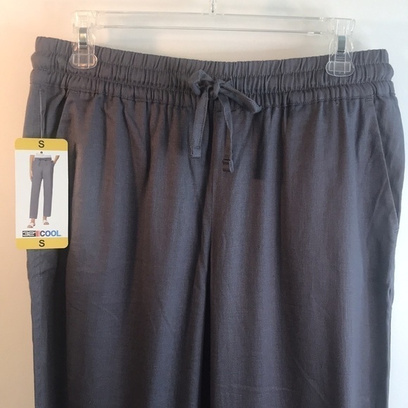 NWT 32 Degrees Cool Dark Grey Linen Blend Drawstring Stretch Woven Pants Size S - Picture 3 of 16